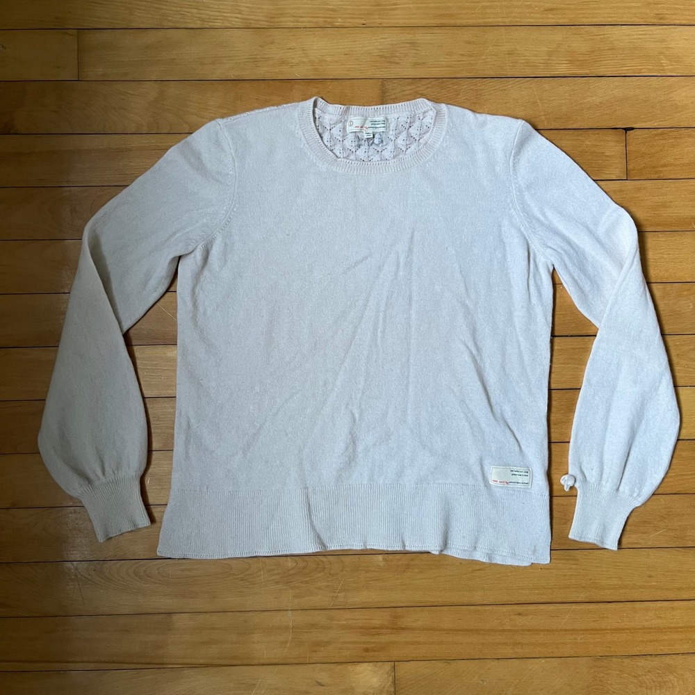 Anthropologie Odd Molly Cream Pointelle Back Long Sleeve Sweater Size 1